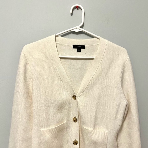 j. crew • white cream button up bell sleeve knit sweater cardigan - Picture 7 of 16